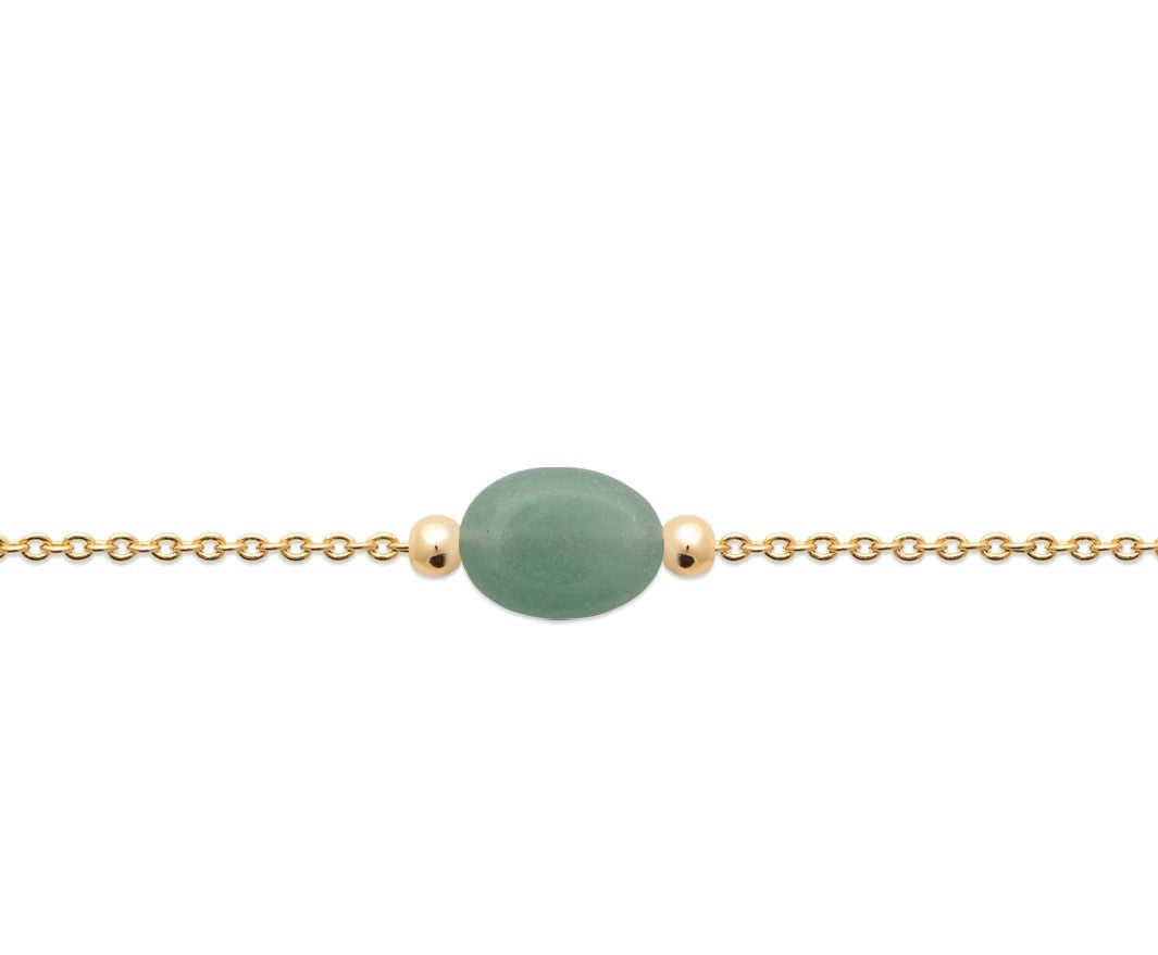 Bracelet Plaqué Or & Aventurine Galet
