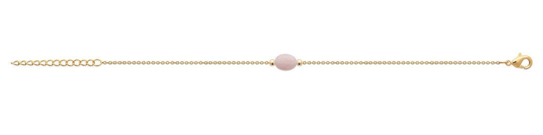Bracelet Plaqué Or & Quartz Rose Galet