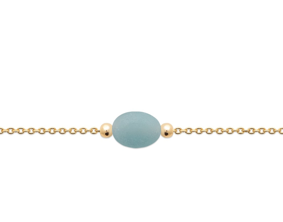 Bracelet Plaqué Or & Amazonite Galet