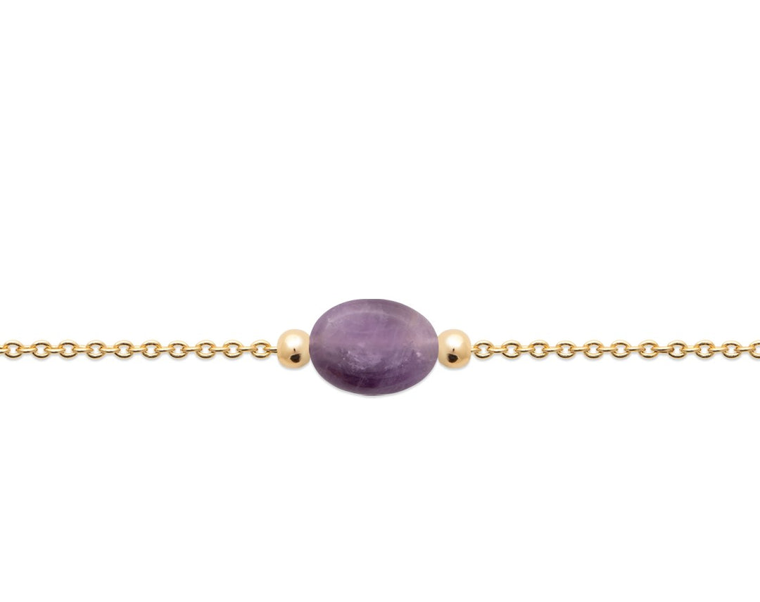 Bracelet Plaqué Or & Améthyste Galet