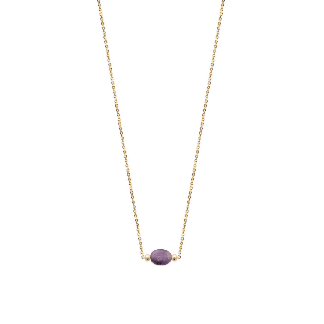 Collier Plaqué Or & Amethyste Galet