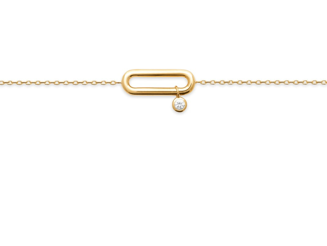 Bracelet Plaqué Or forme ovale & pendentif OZ Maïly
