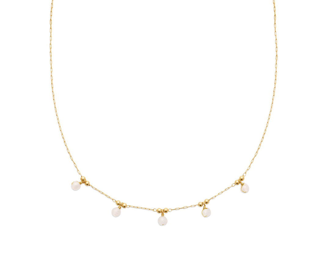 Collier Plaqué Or & Quartz Rose Chakra