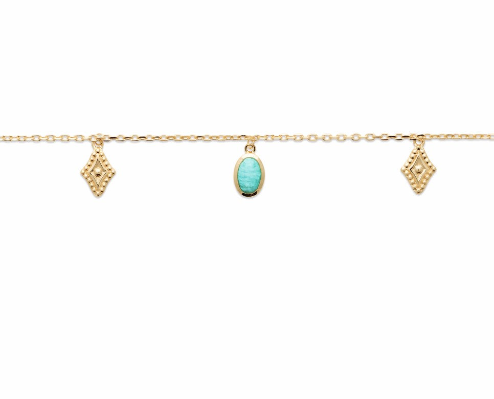 Bracelet Plaqué Or pampille & Amazonite Athéna