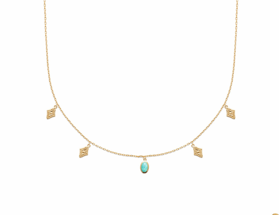 Collier Plaqué Or pampille & Amazonite Athéna