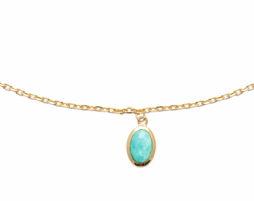 Collier Plaqué Or pampille & Amazonite Athéna