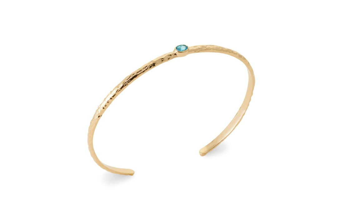 Jonc Plaqué or martelé & OZ bleu Cassini