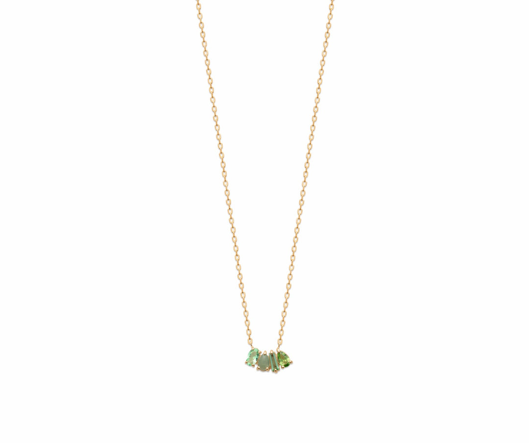 Collier Plaqué Or & OZ vert Olivia