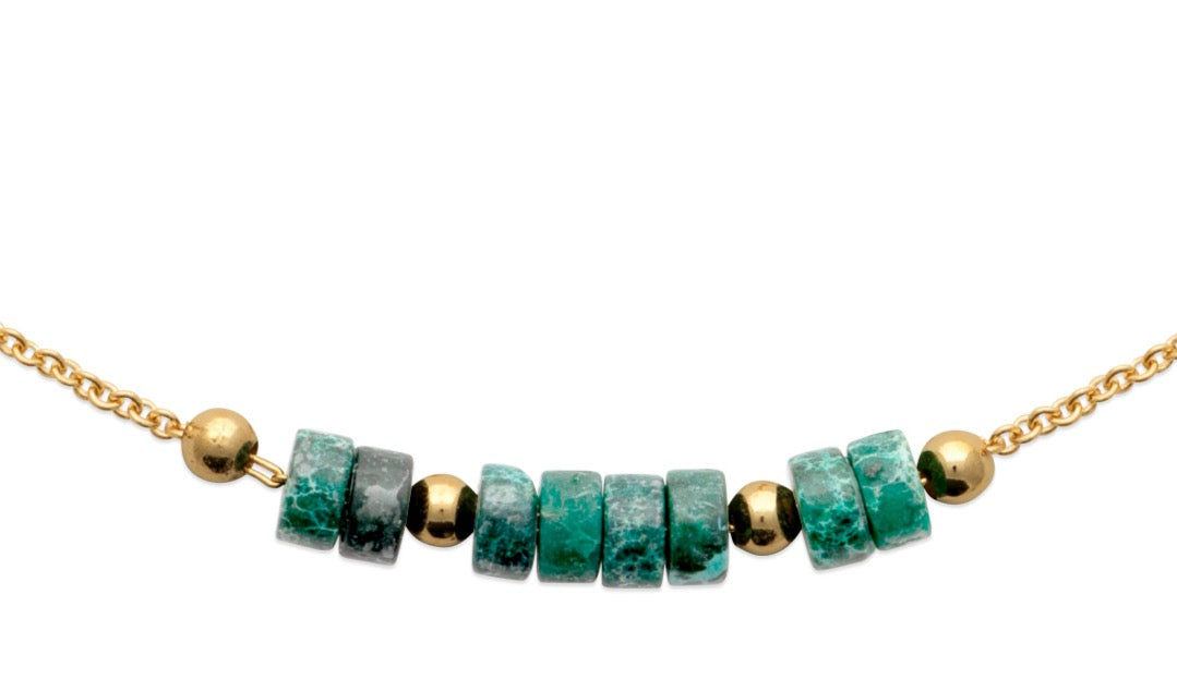 Collier Plaqué Or & Jaspe Verte Osiris