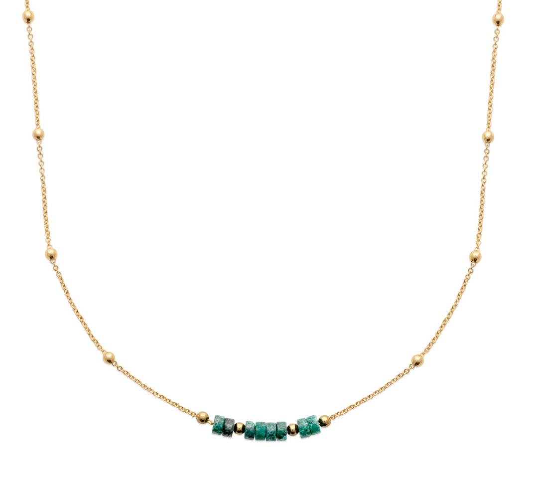 Collier Plaqué Or & Jaspe Verte Osiris