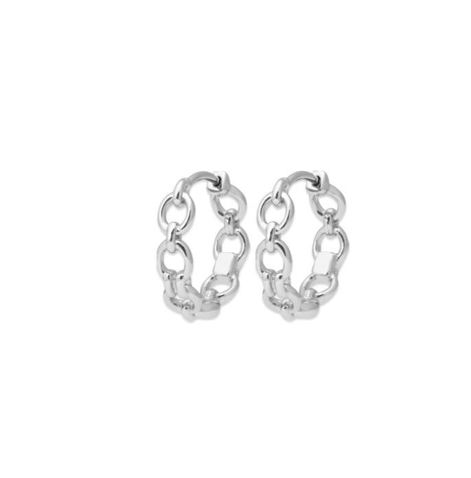 Boucles d'oreilles Argent 925 rigides motif chaine Kaan