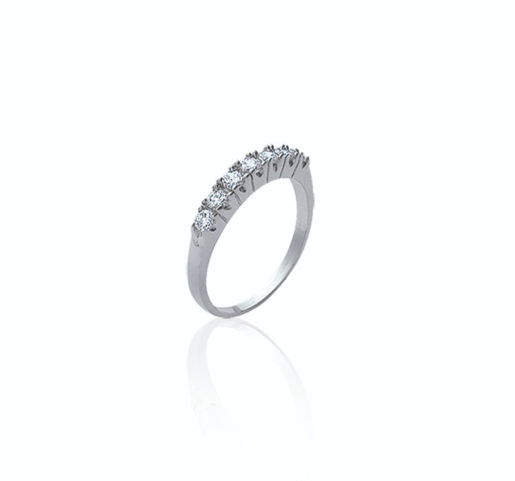 Bague Argent 925 demi alliance sertie griffe & OZ Sierra