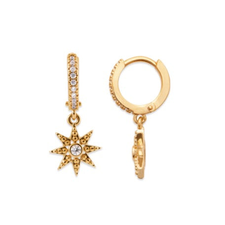 Boucles d'oreilles plaqué or créole pampille motif étoile Rika