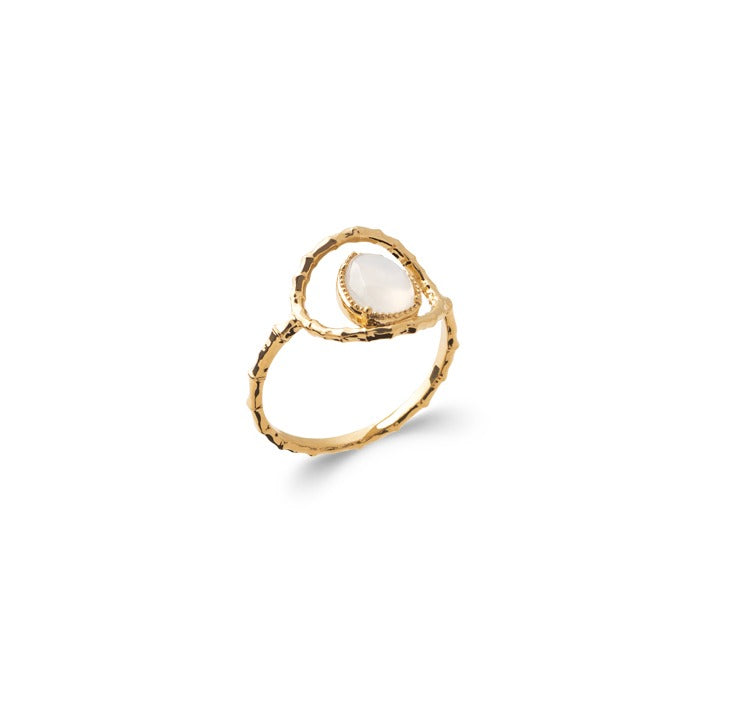 Bague Plaqué Or & Pierre de Lune Amare