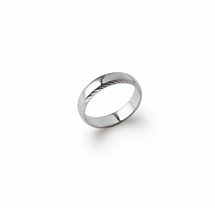 Bague Argent 925 alliance mixte & bords striés Simon