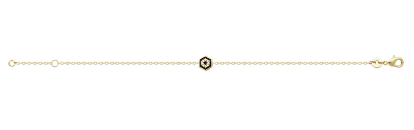 Bracelet Plaque Or & Email Hexagone