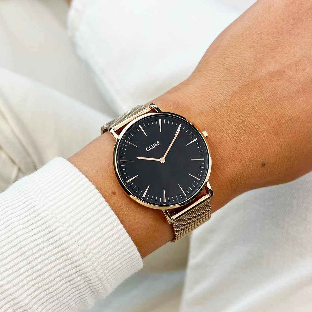 Montre Cluse CW0101201003 Boho Chic Mesh Black, Rose Gold Colour