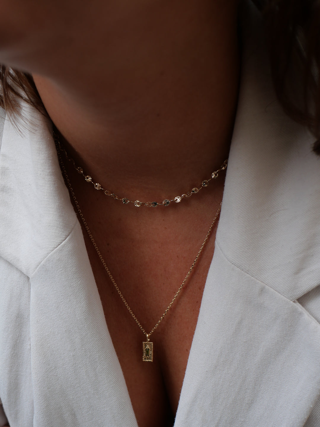 Collier en Plaqué Or & OZ vert Ilona