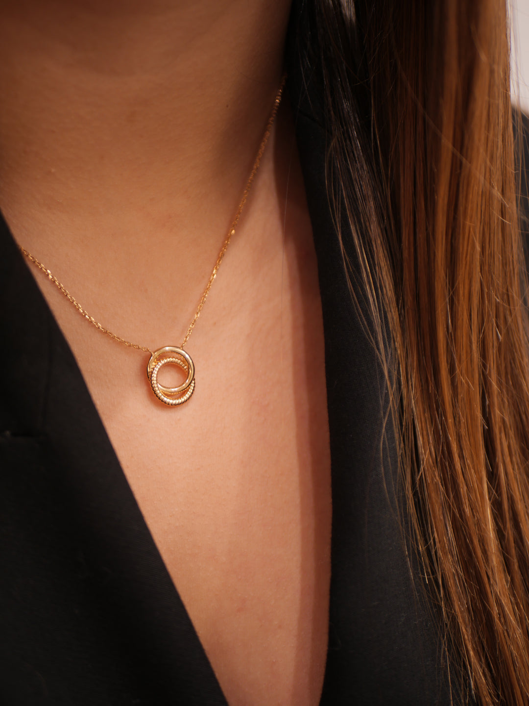 Collier Plaqué or cercles entrelacés Calys