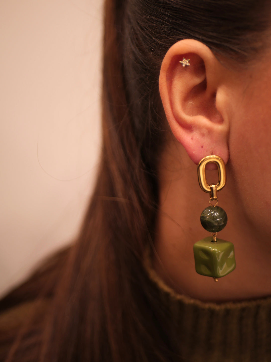 Boucles d'oreilles Acier inoxydable doré & résine Isolde