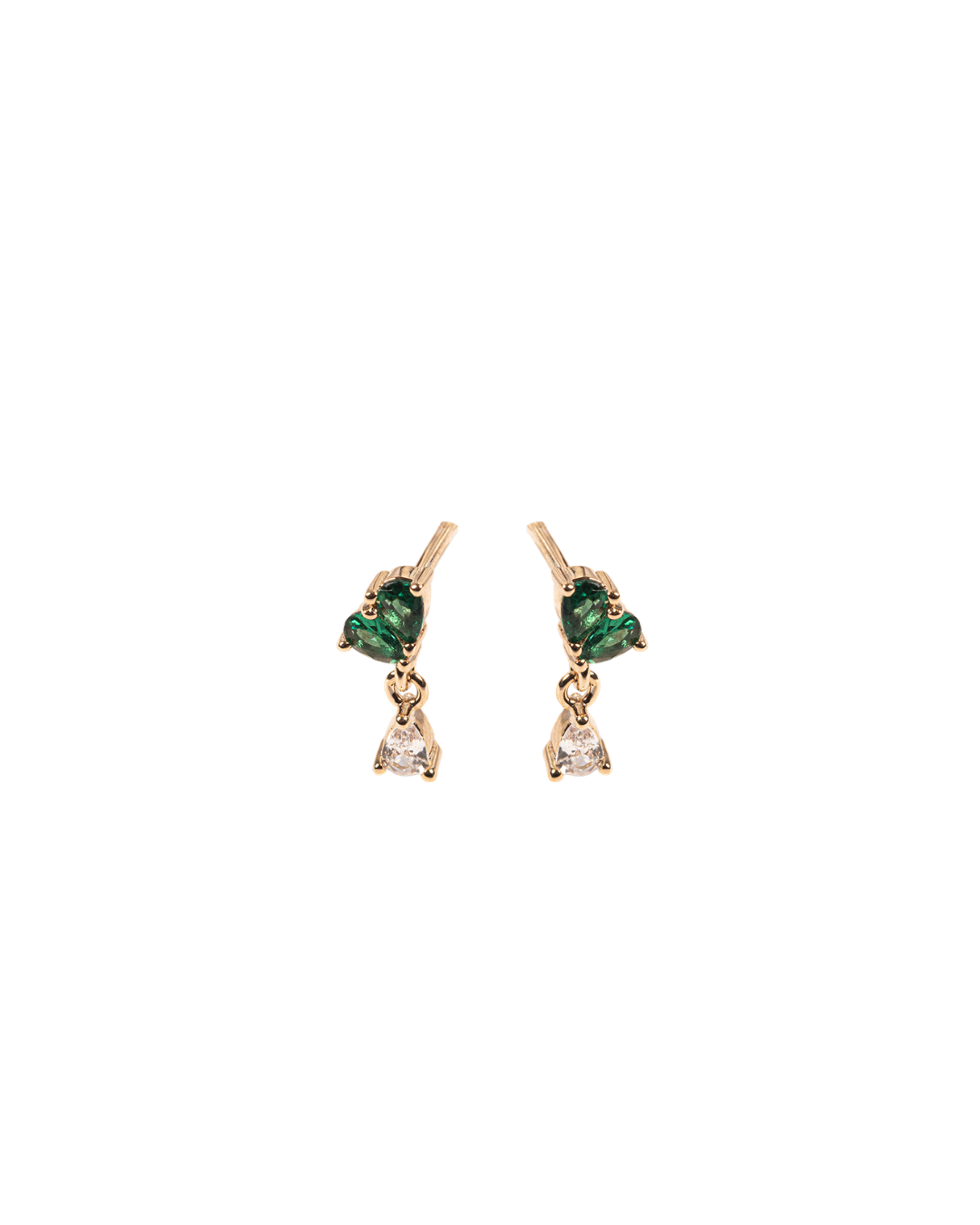Boucles d'oreilles Plaqué Or & Oz vert Eli
