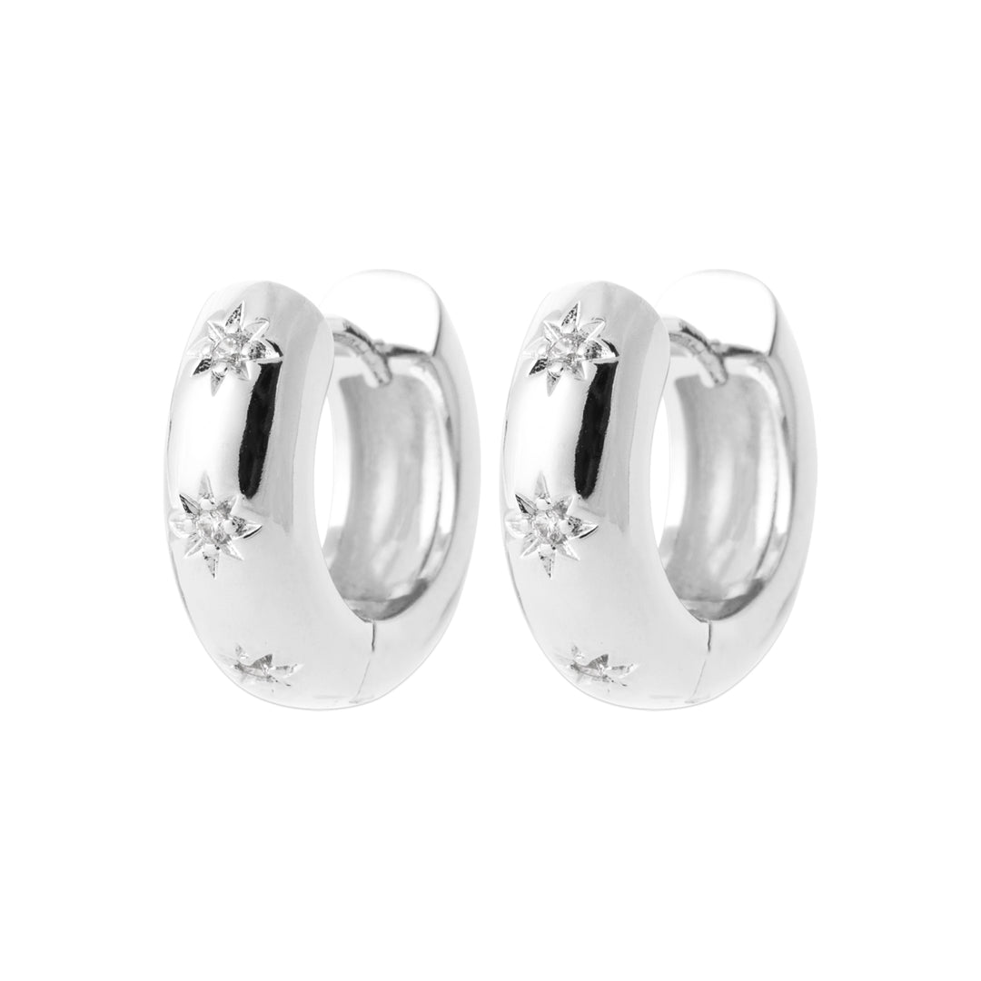 Boucles d'oreilles argent 925 créoles & motif étoile OZ Margotine