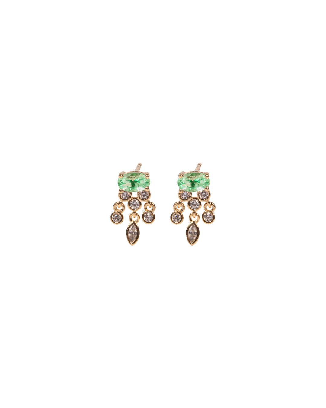 Boucles d'oreilles Plaqué Or & Oz vert Lina