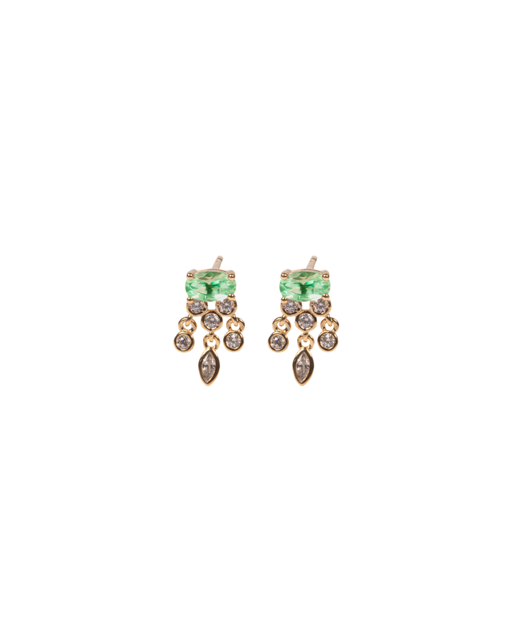 Boucles d'oreilles Plaqué Or & Oz vert Lina