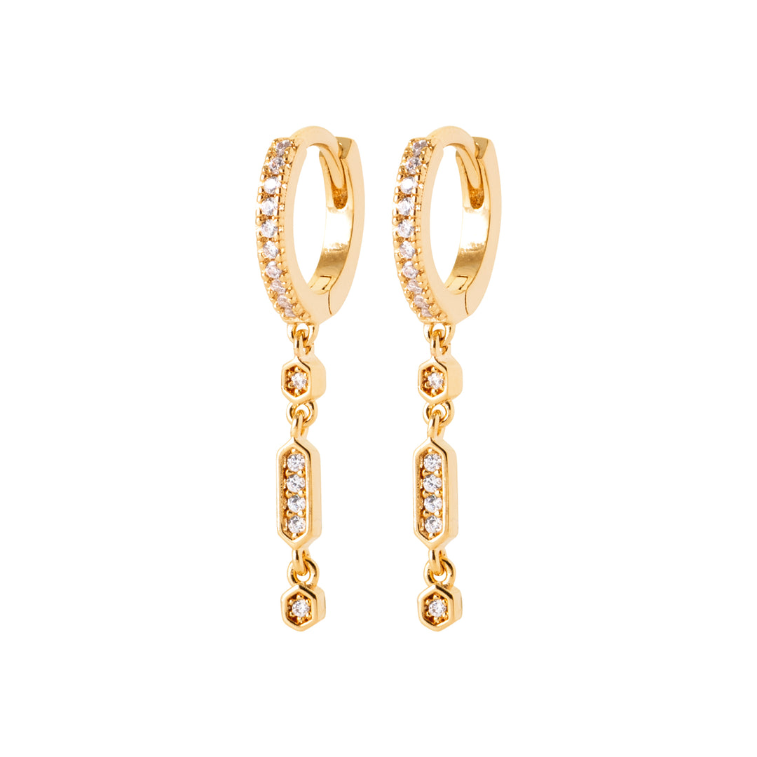 Boucles d'oreilles Plaqué Or & Oz créoles pampilles Halo