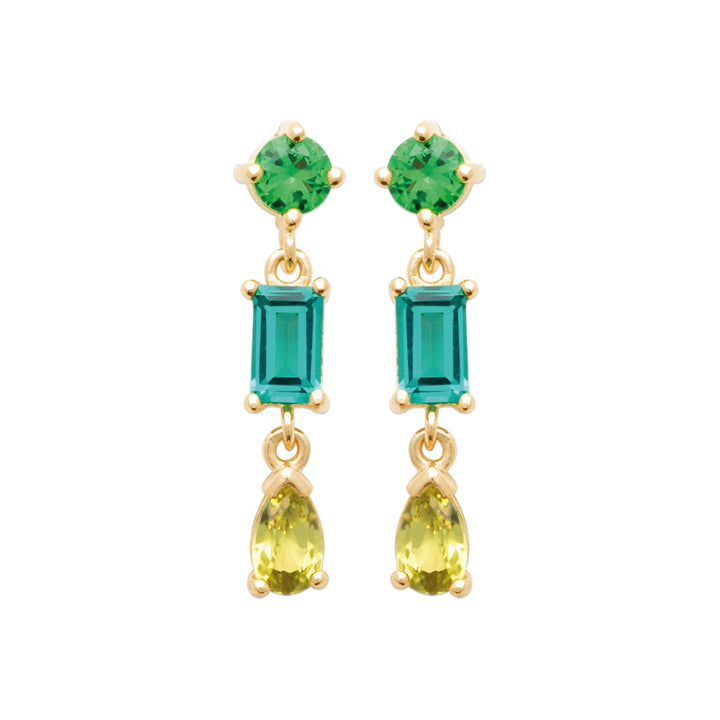 Boucles d'oreilles Plaqué Or & Oz vert Luzia