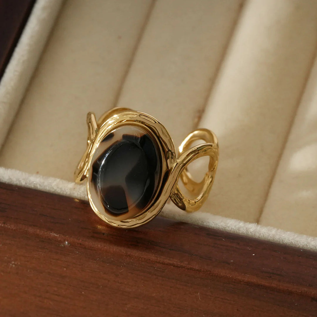 Bague Acier inoxydable doré femme Safari