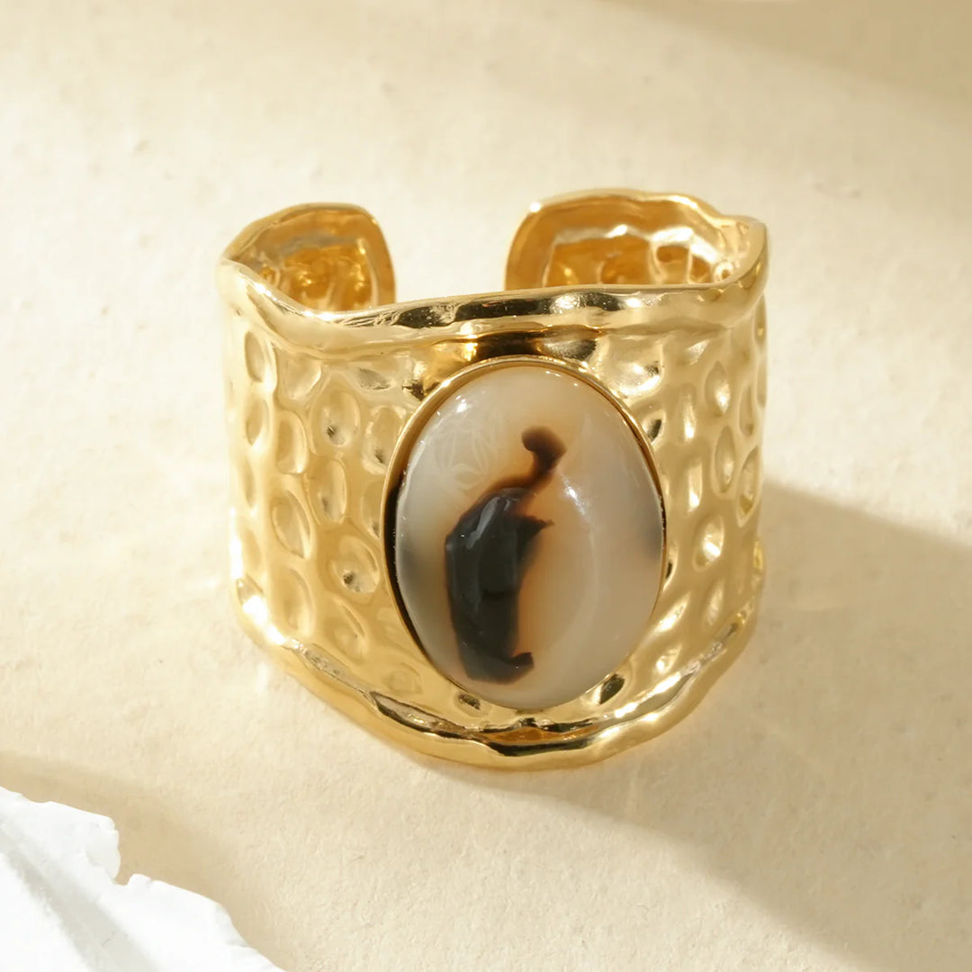 Bague acier inoxydable doré femme Leopardo