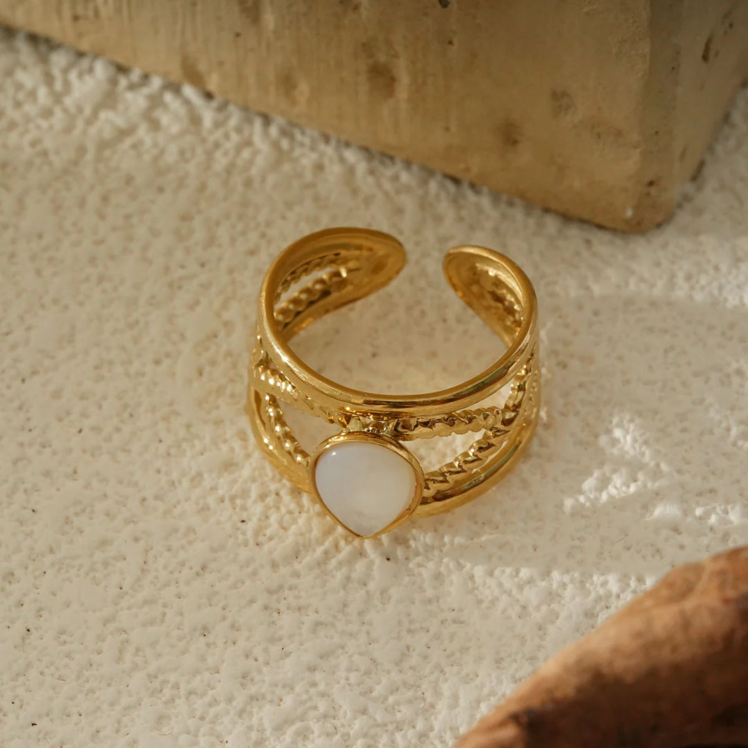 Bague Acier inoxydable doré femme Cyra