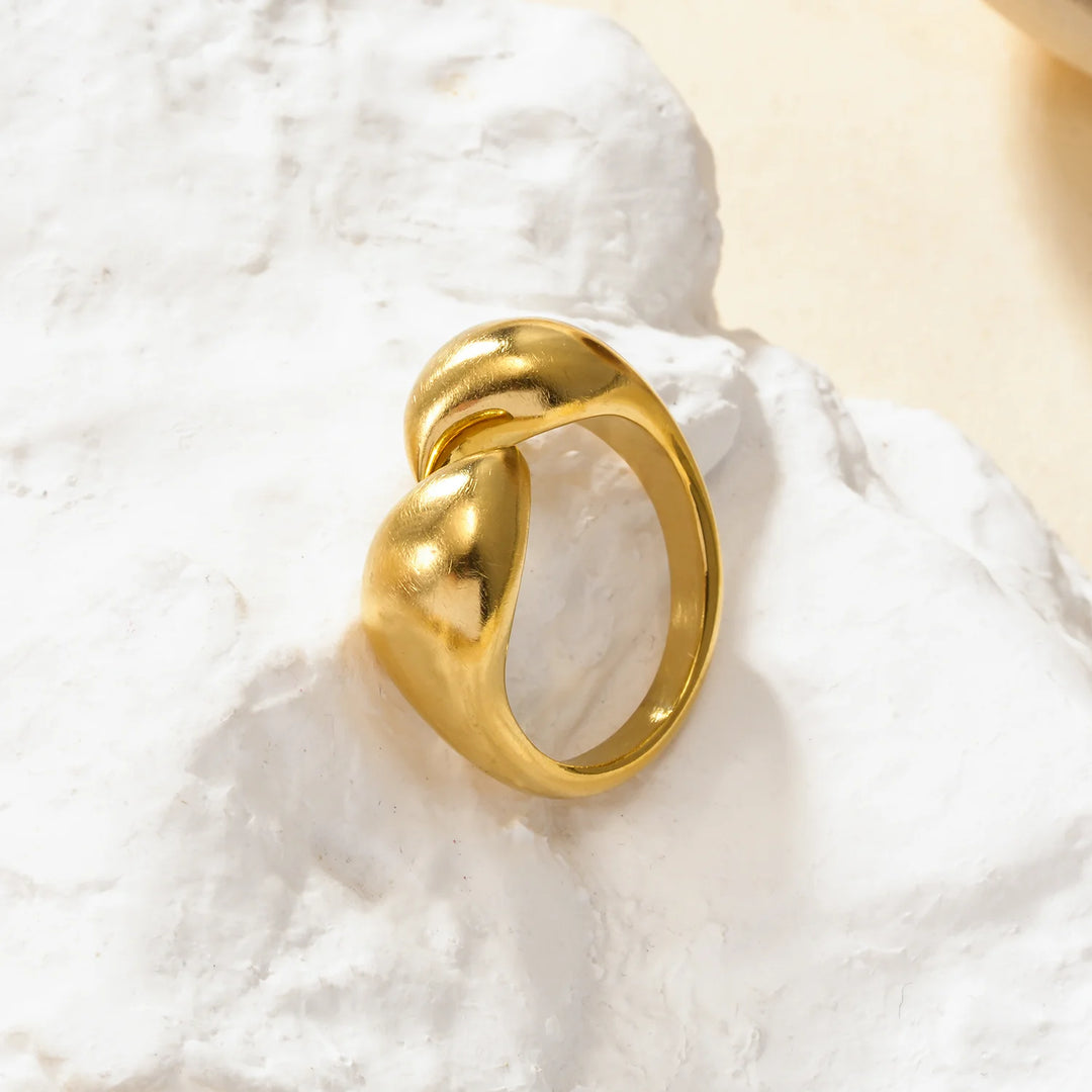 Bague acier inoxydable doré femme Elyris