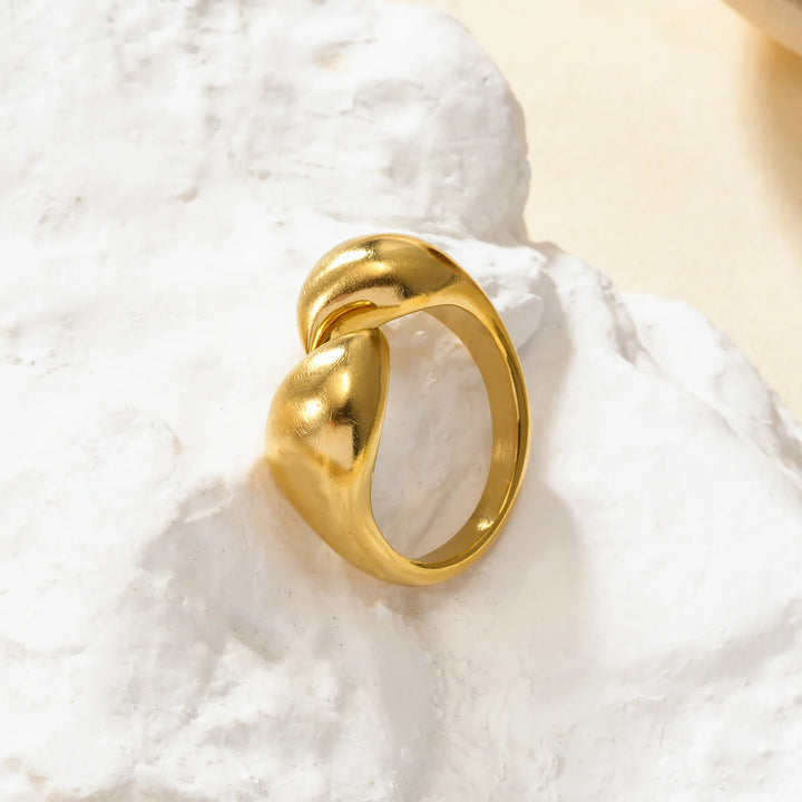 Bague acier inoxydable doré femme Elyris