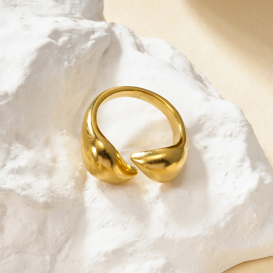 Bague acier inoxydable doré femme Elyris