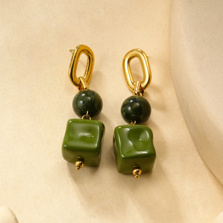 Boucles d'oreilles Acier inoxydable doré & résine Isolde