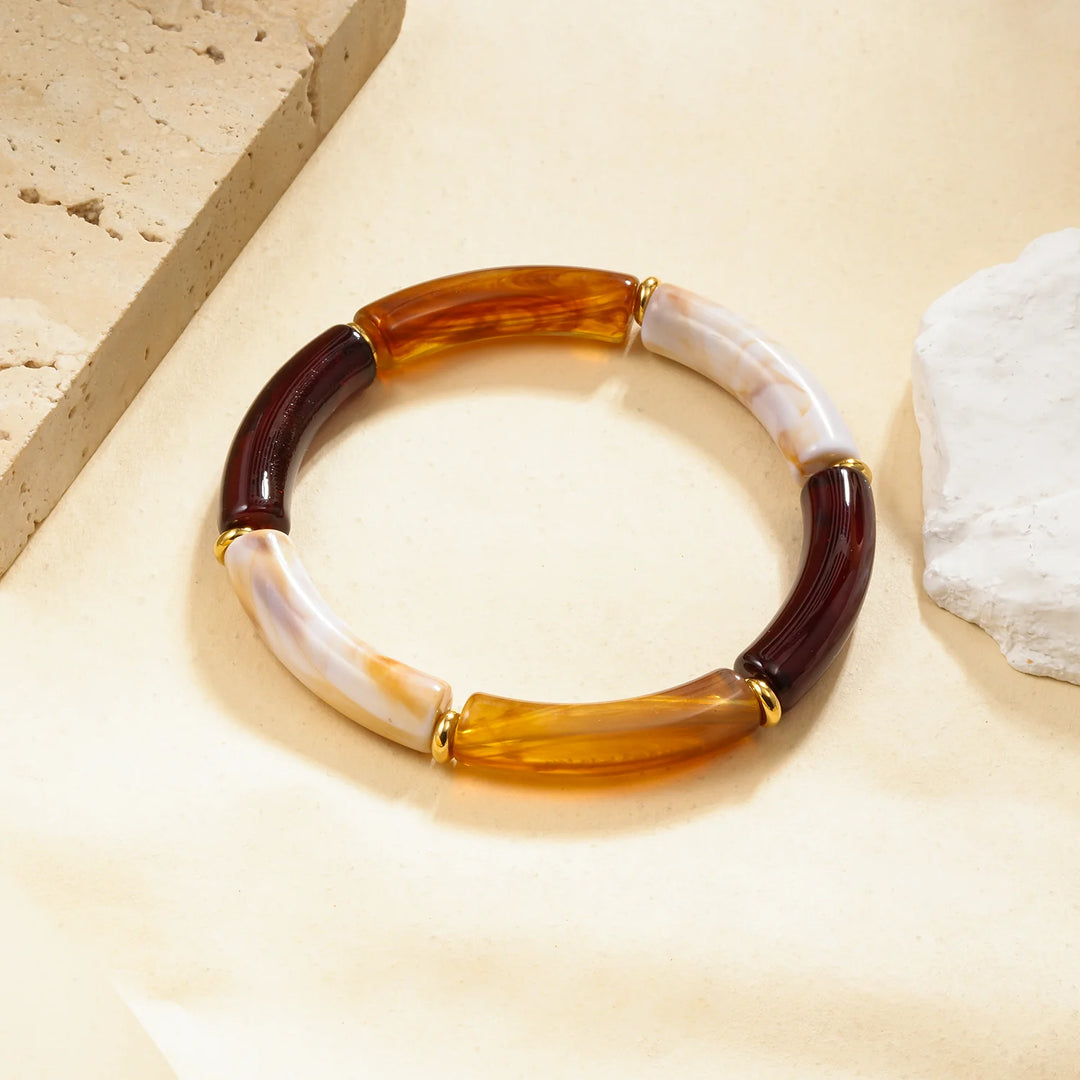 Bracelet Acier inoxydable doré femme en résine Ivory