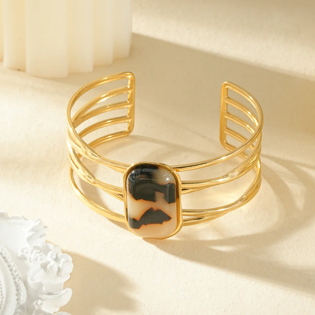 Jonc acier inoxydable doré femme Havane