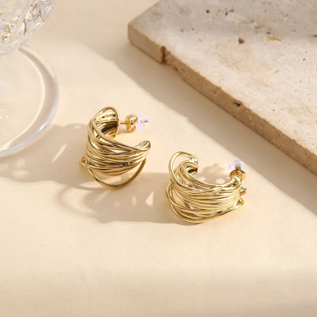 Boucles d'oreilles Acier inoxydable doré Cori