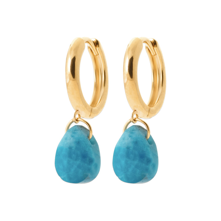 Boucles d’oreilles Plaqué Or & Apatite créoles pampilles Ondine