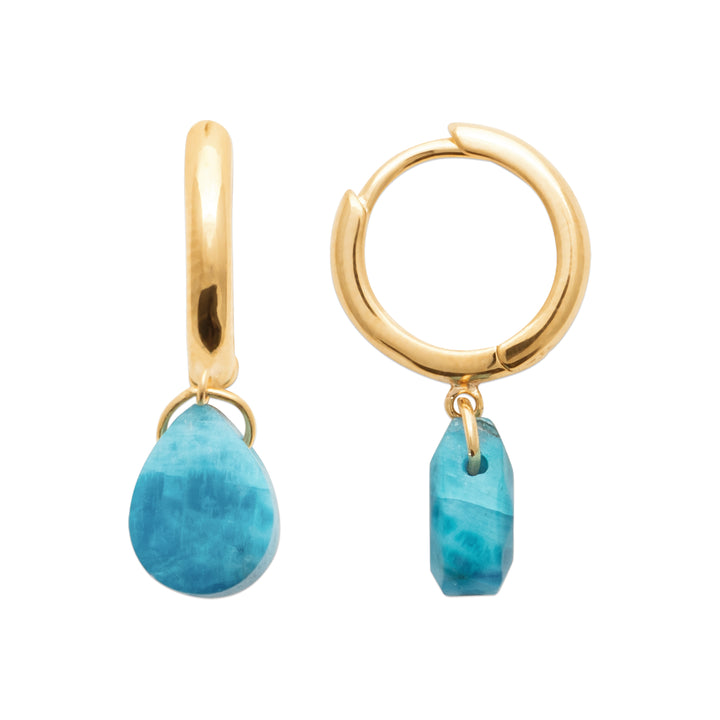 Boucles d’oreilles Plaqué Or & Apatite créoles pampilles Ondine