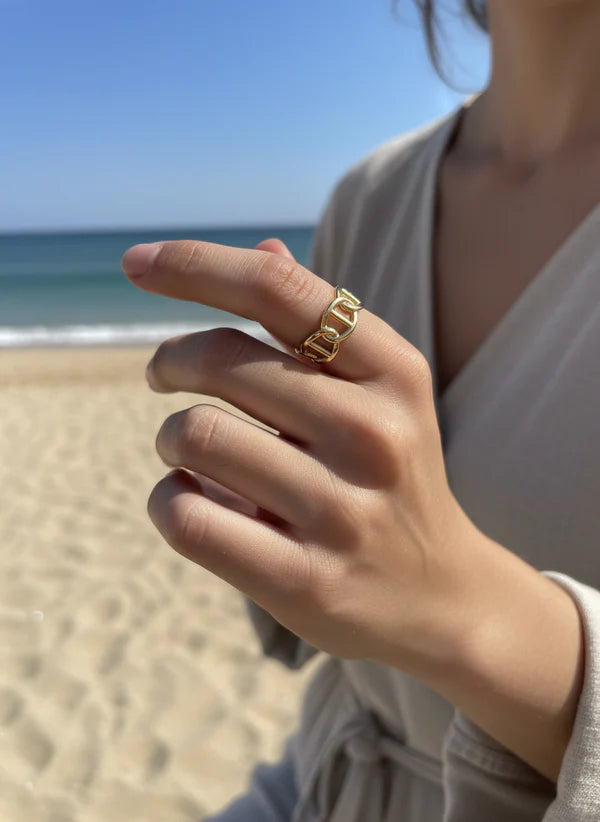 Bague Acier inoxydable doré femme Lux