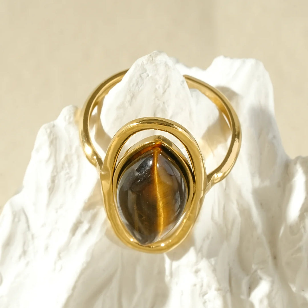 Bague Acier inoxydable doré femme Noisette