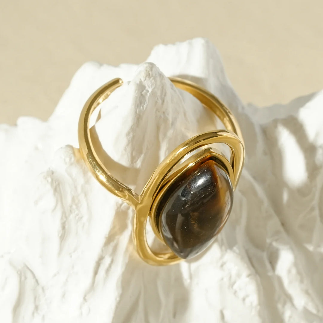 Bague Acier inoxydable doré femme Noisette