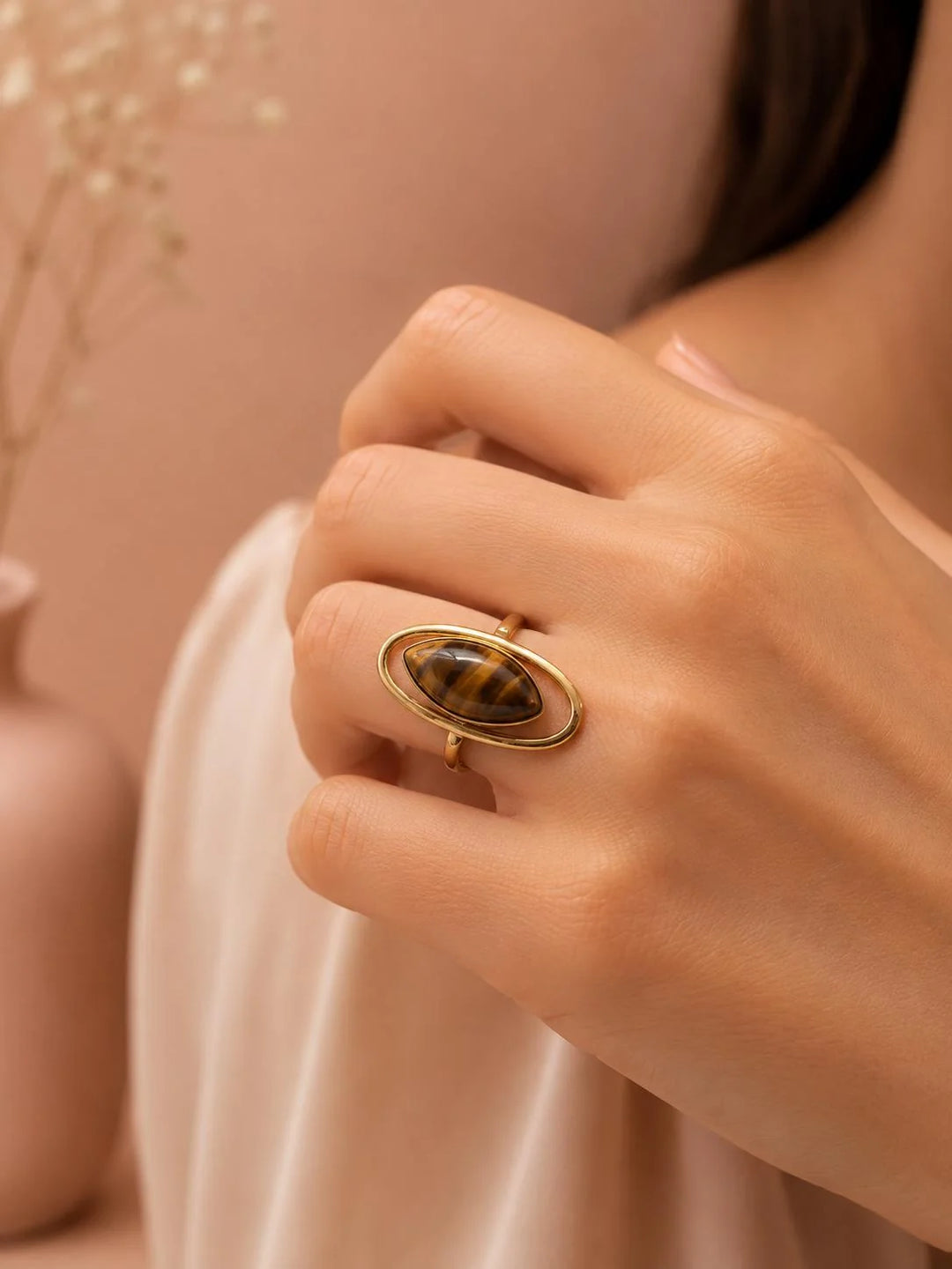 Bague Acier inoxydable doré femme Noisette