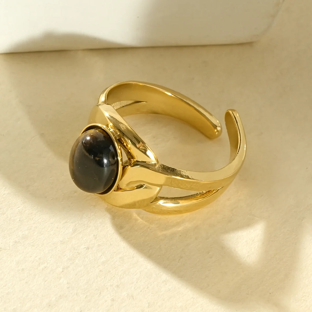 Bague Acier inoxydable doré femme Ambre
