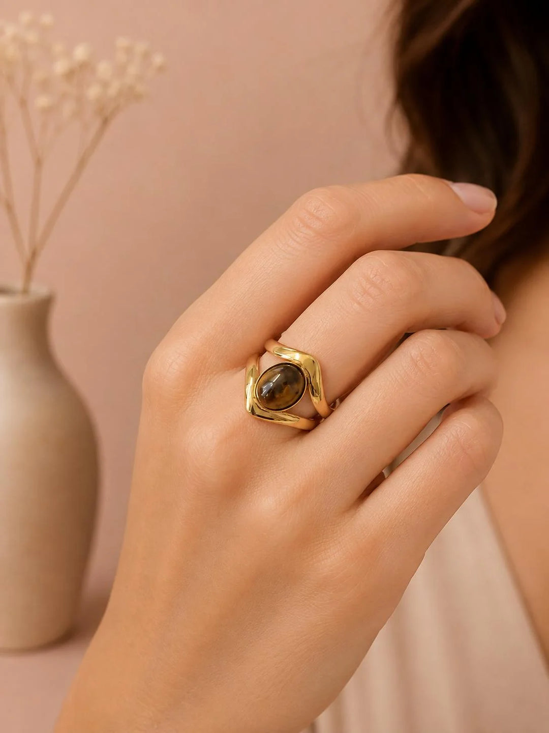 Bague Acier inoxydable doré femme Auburn