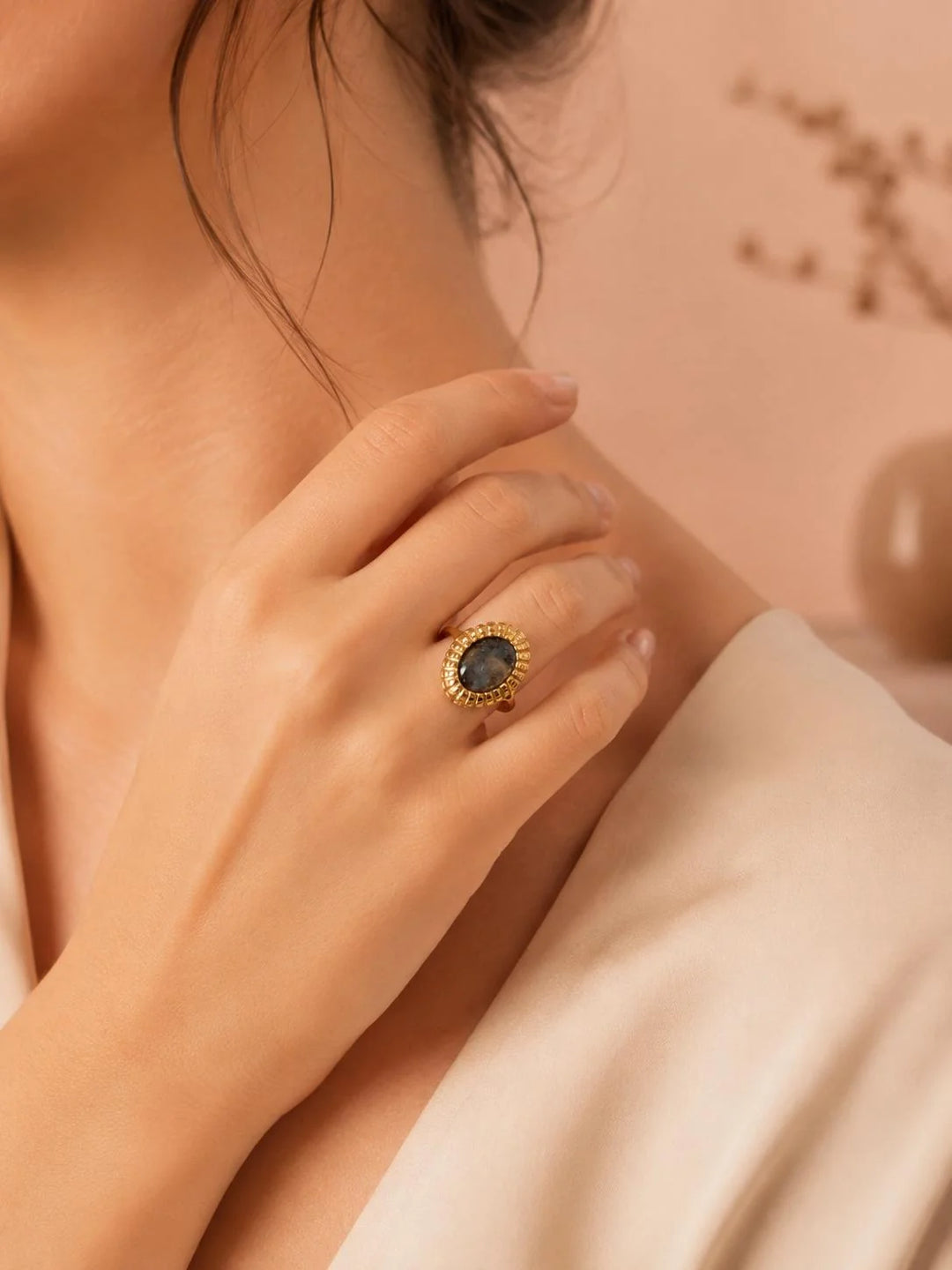 Bague Acier inoxydable doré femme Canelle