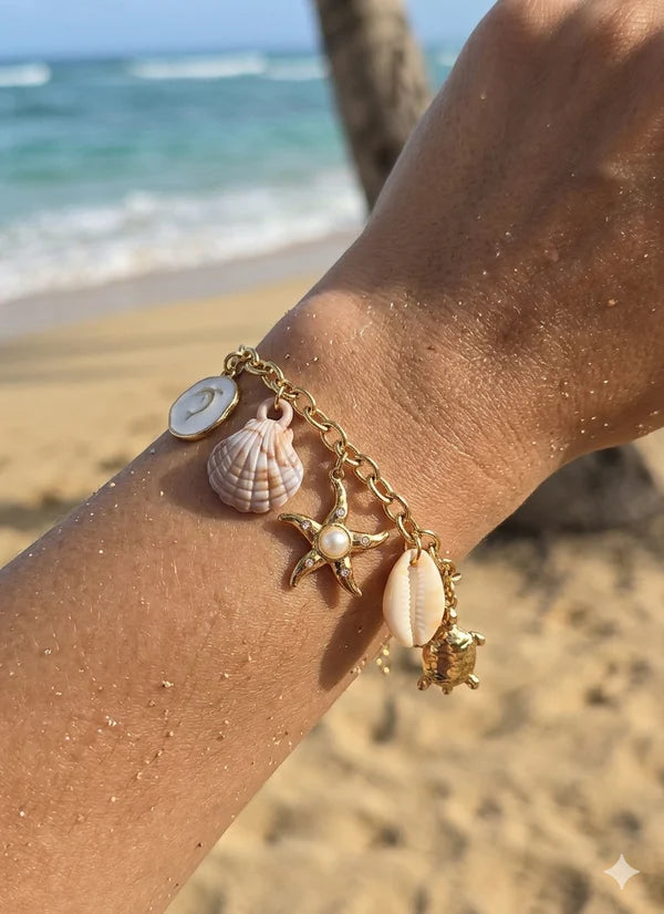 Bracelet Acier Inoxydable doré femme Shell